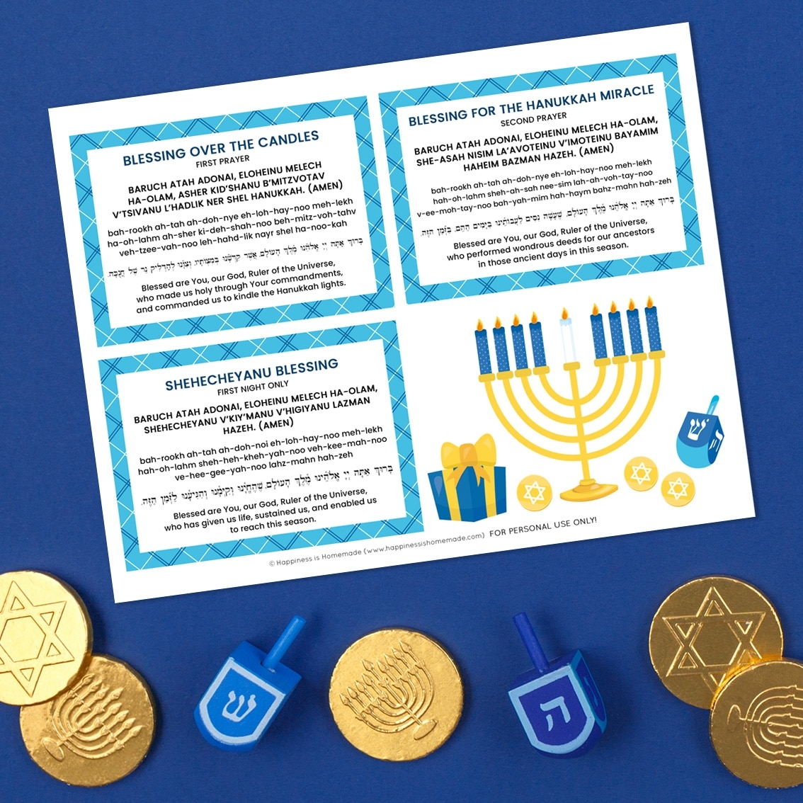 Hanukkah Blessings Printable Hanukkah Prayer Cards Happiness Is Homemade