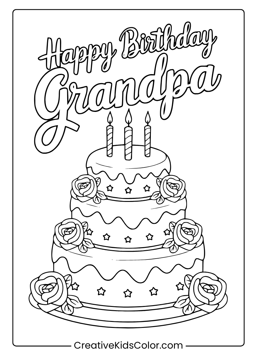 Printable Birthday Cards For Grandpa To Color