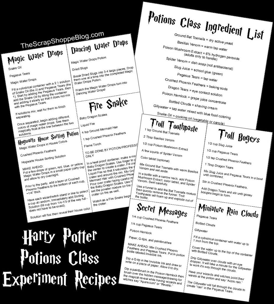 Harry Potter Potions Class Part 1 The Scrap Shoppe 