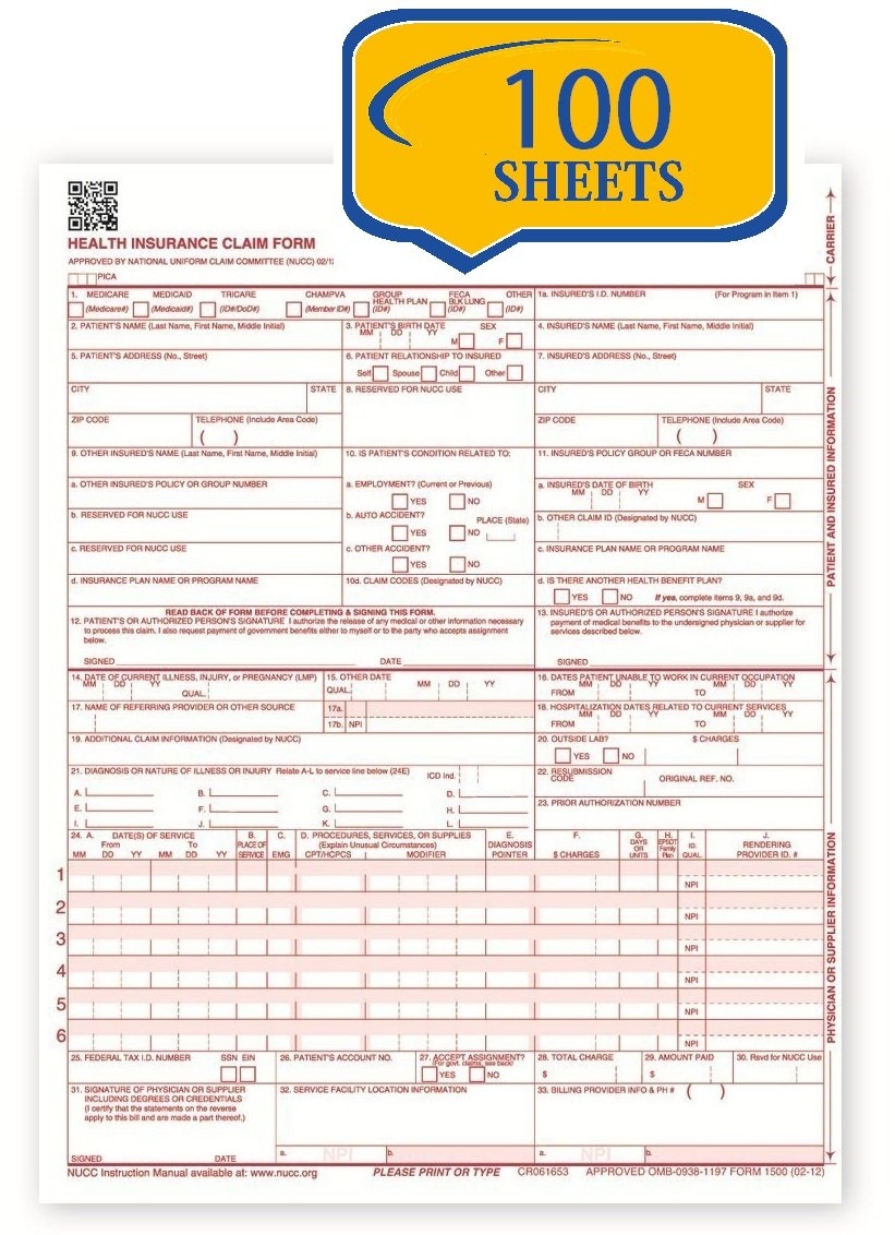 Free Printable Hcfa 1500 Claim Form
