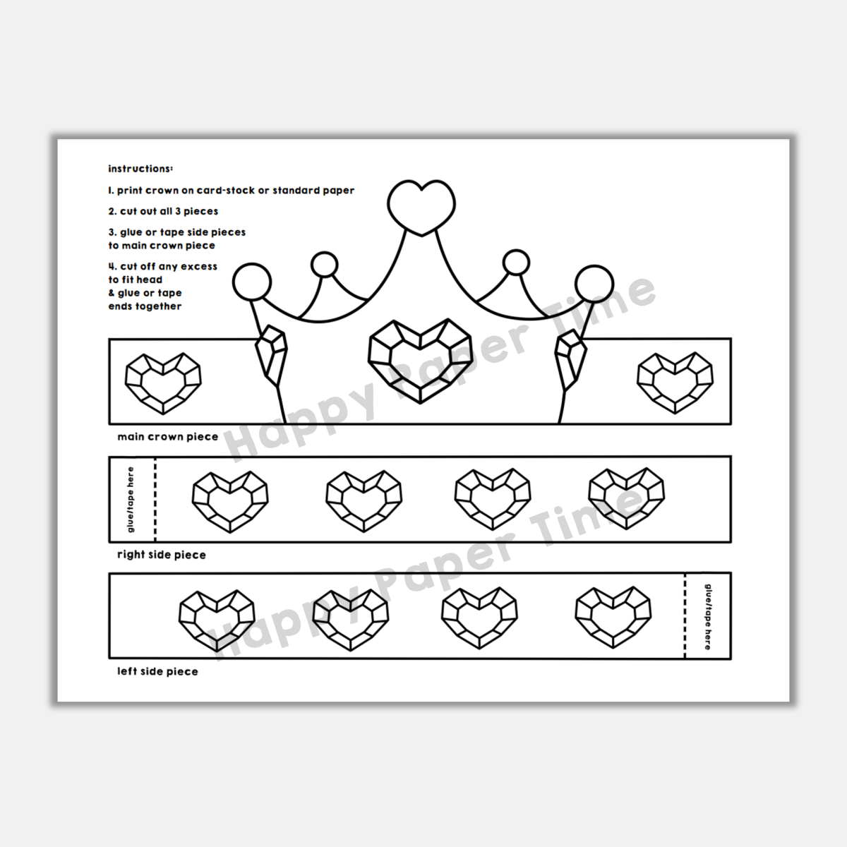 Heart Princess Paper Crown Printable Coloring Valentine Craft Activity Made By Teachers