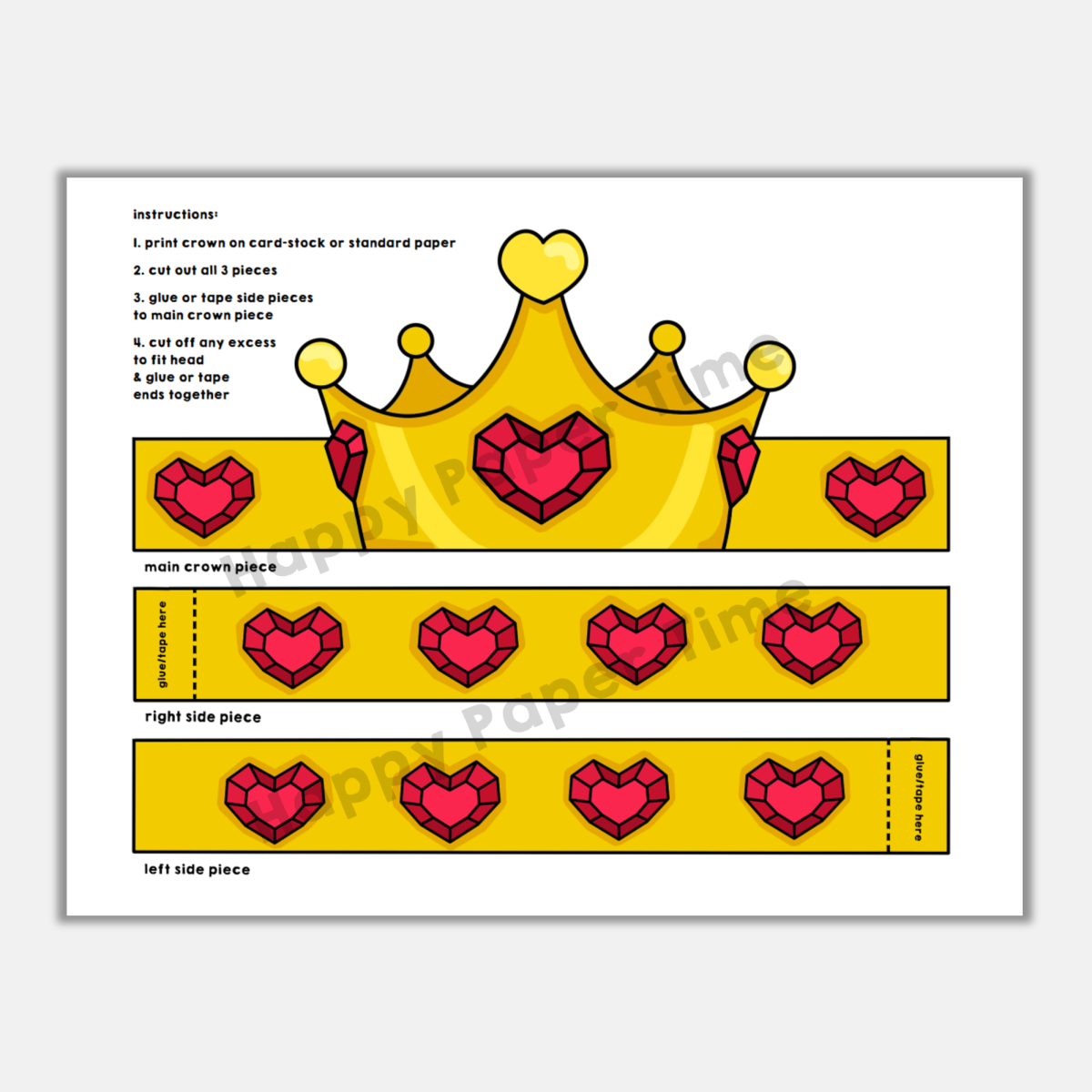 Heart Princess Paper Crown Printable Costume Valentine Craft Activity Made By Teachers
