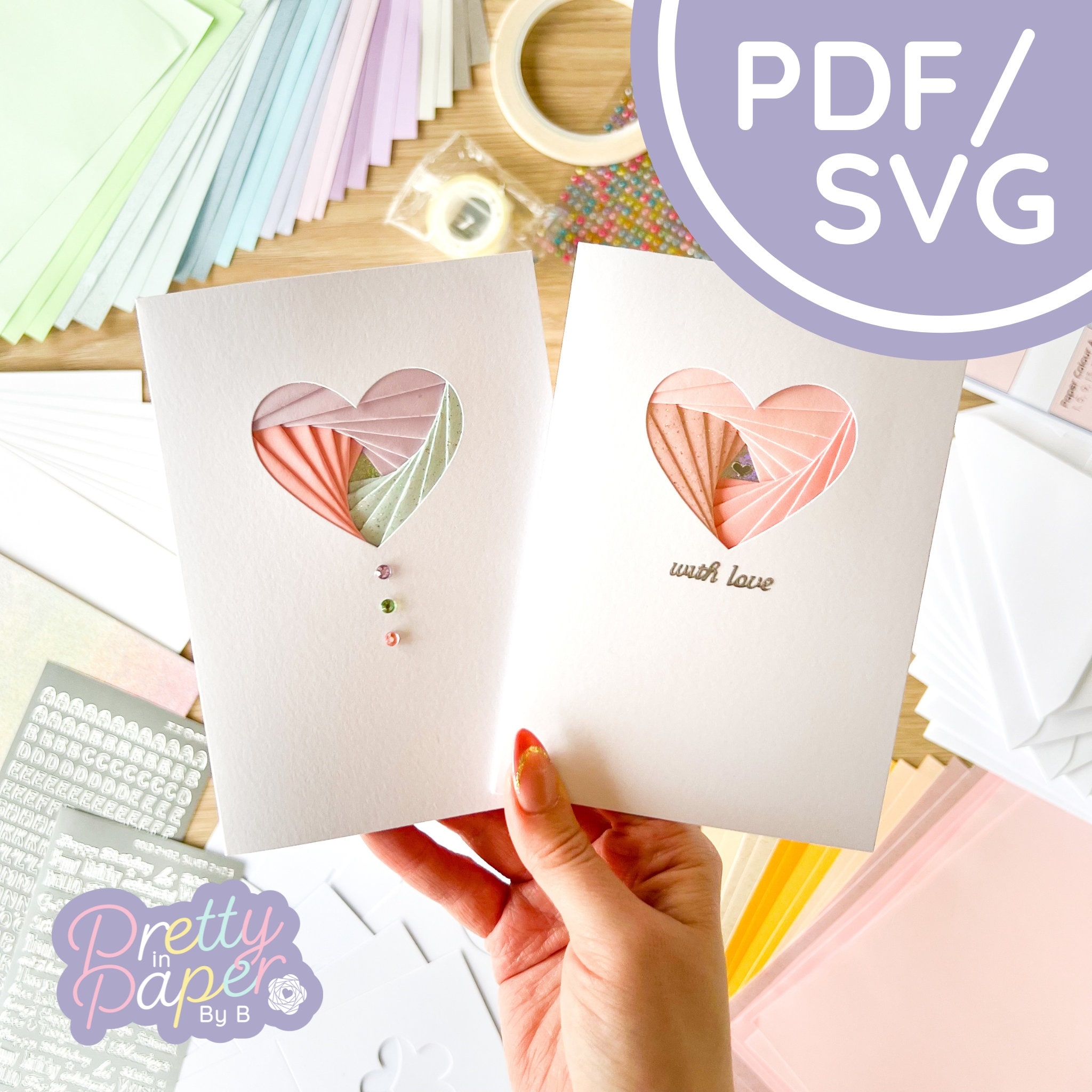 Heart Small Iris Folding Pattern PDF SVG Beginner Printable Download Cut File Card Making Template Etsy