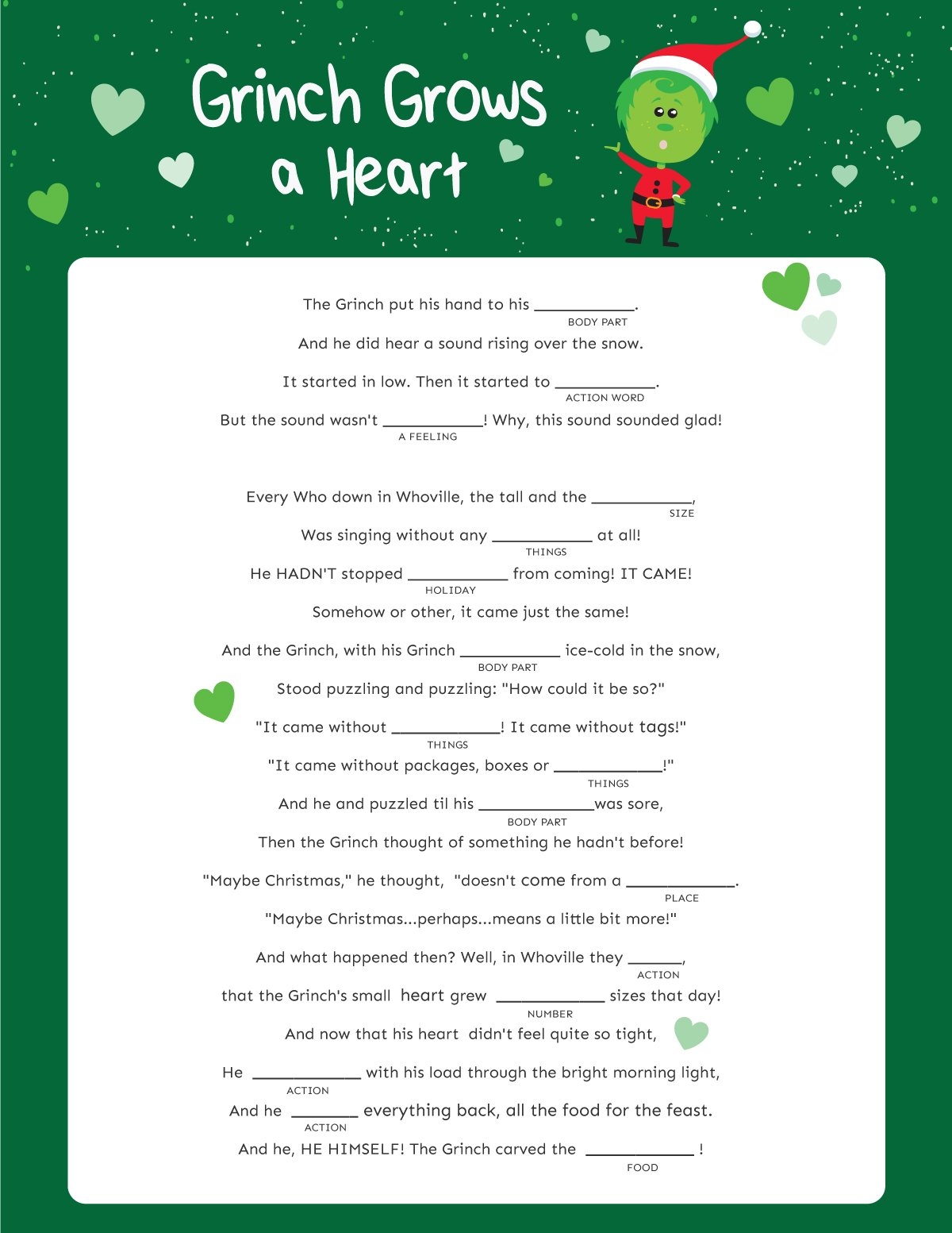 Christmas Mad Libs Free Printable