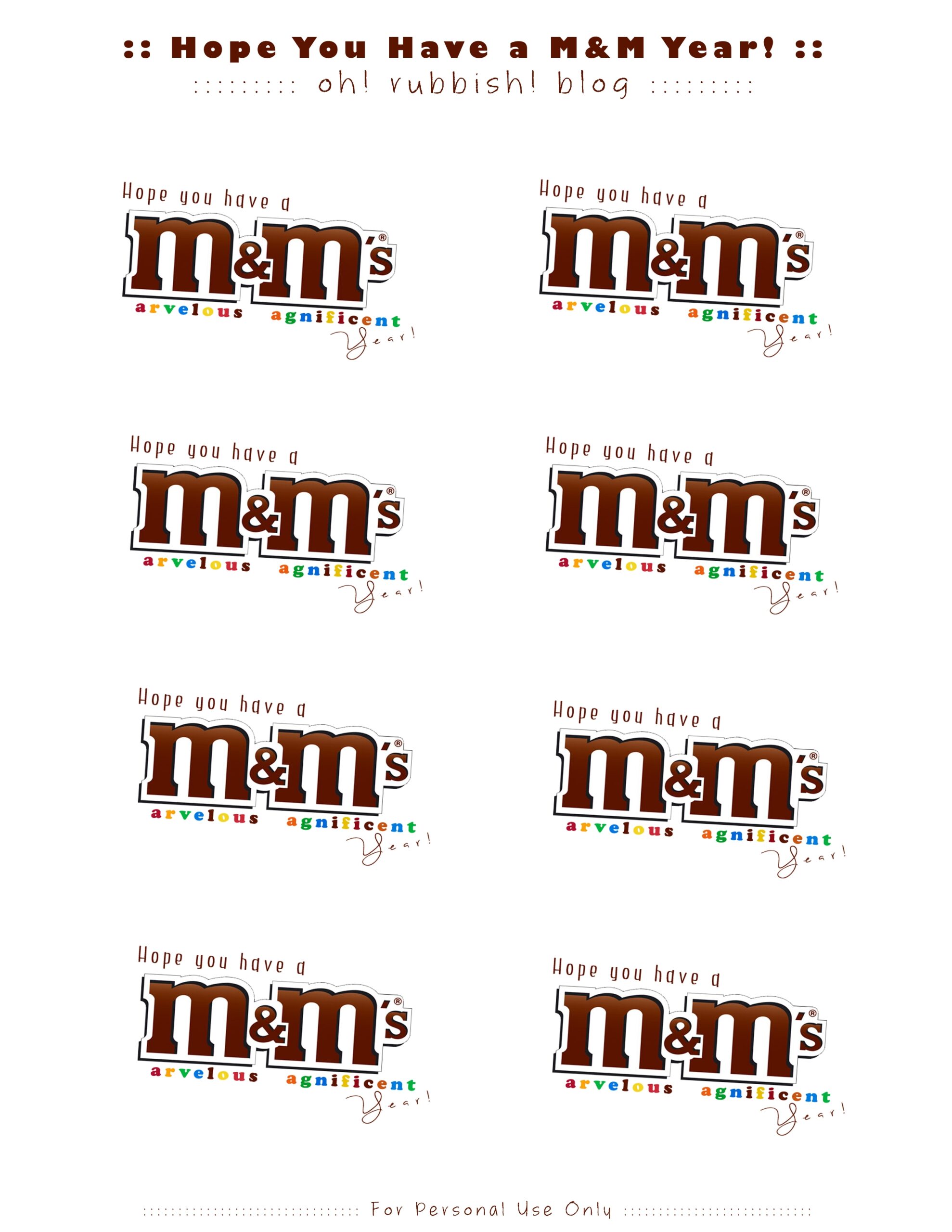 M&M Marvelous And Magnificent Printable