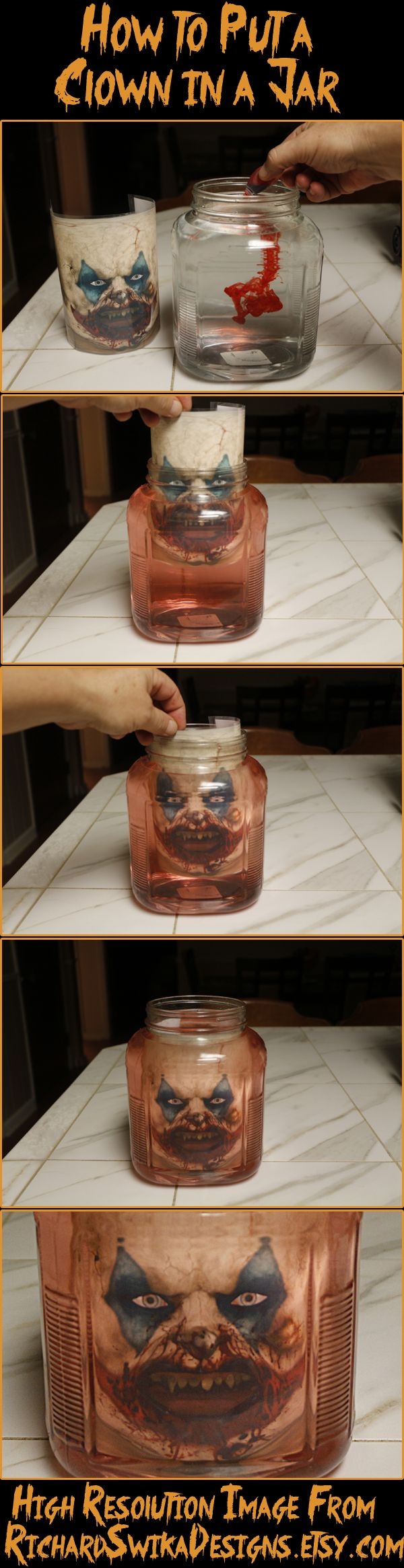 How To Put A Clown In A Jar Clown Goblin Head In A Jar Head Halloween Prank Head In A Bottle Sideshow Trick Digital Download Haunted House Illusion It Evil Clown I