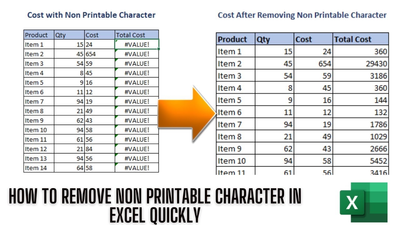 How To Remove The Non Printable Characters Quickly In Excel YouTube