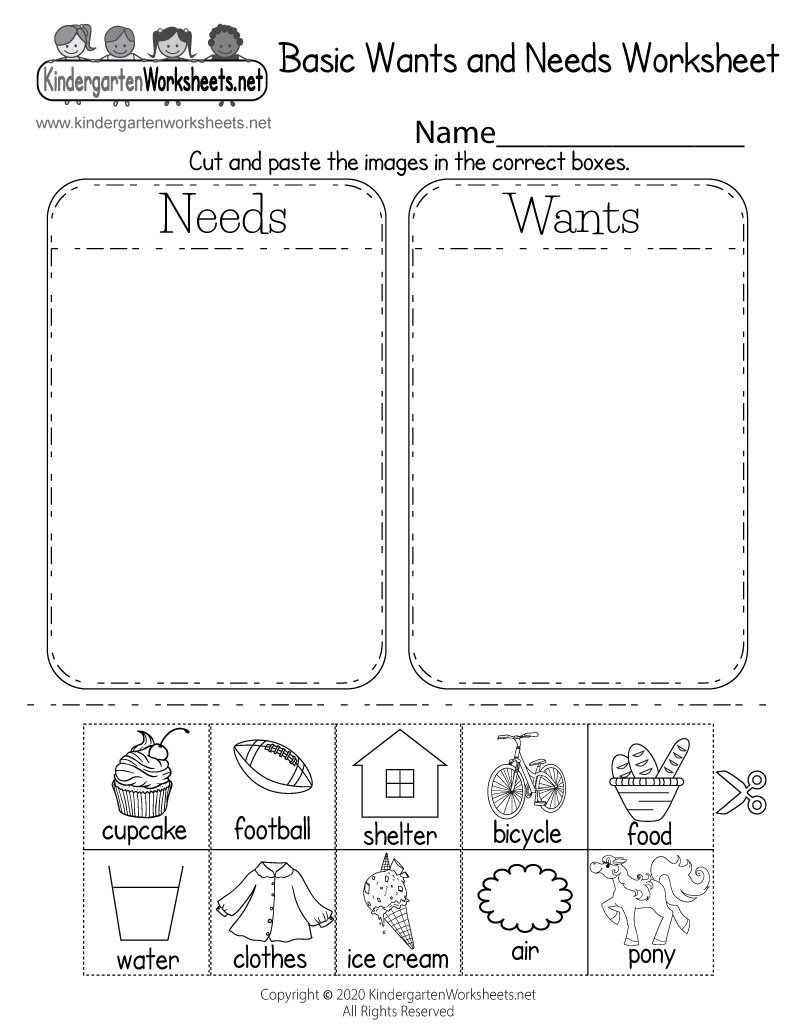 Identifying Basic Wants And Needs Worksheet Free Printable Worksheets Library