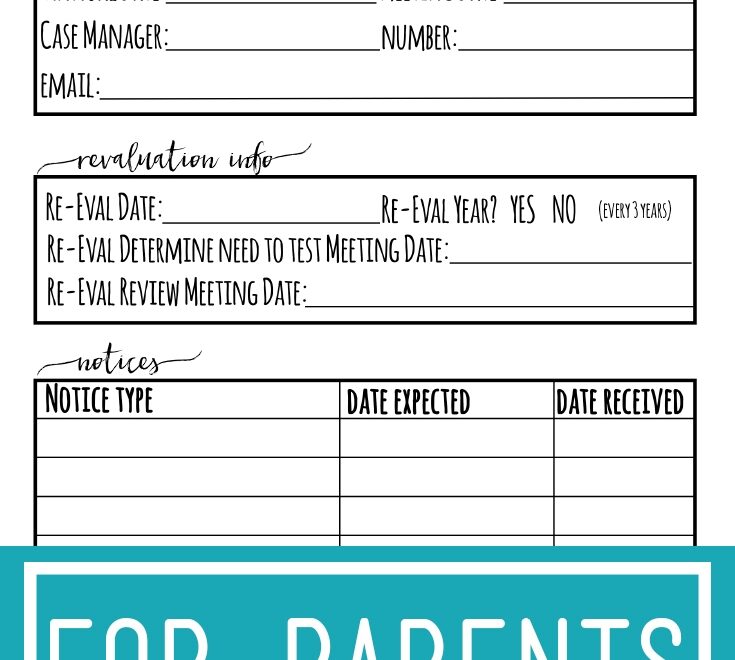 IEP Binder Free Special Education Planner Inserts