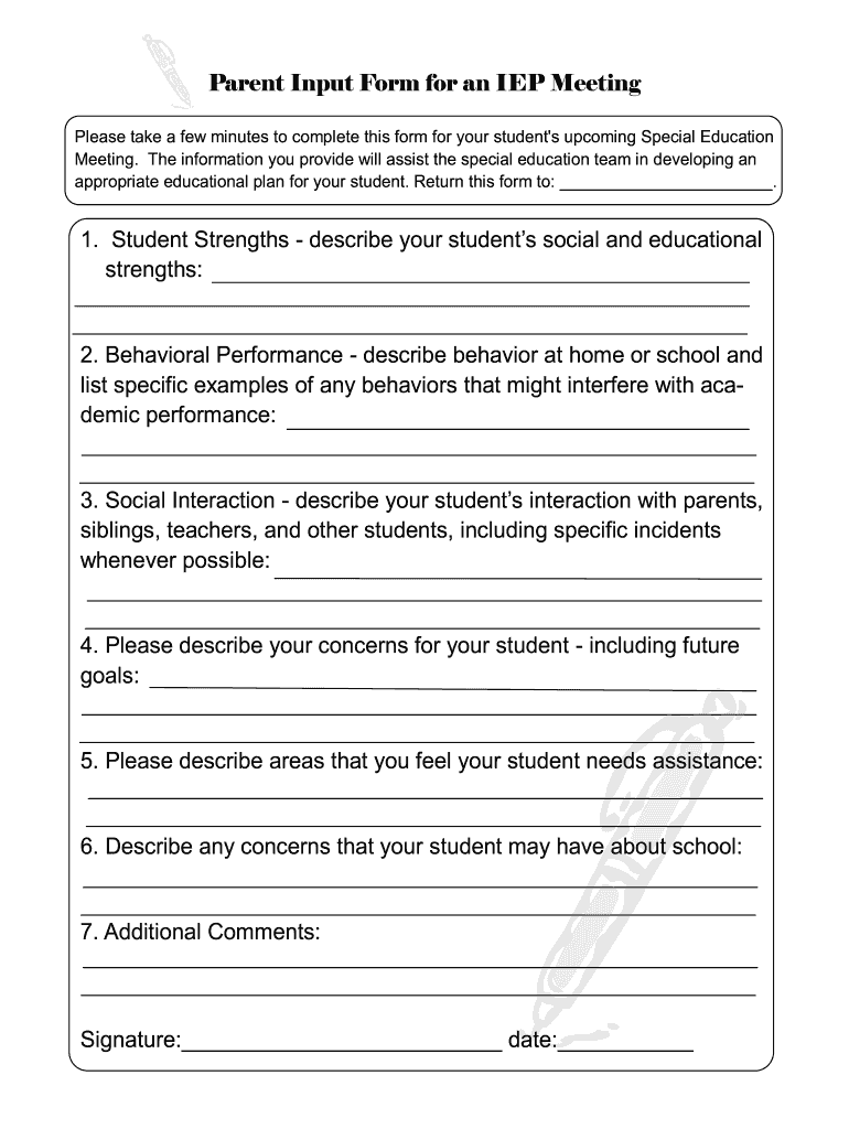 Printable Free Special Education Parent Handouts
