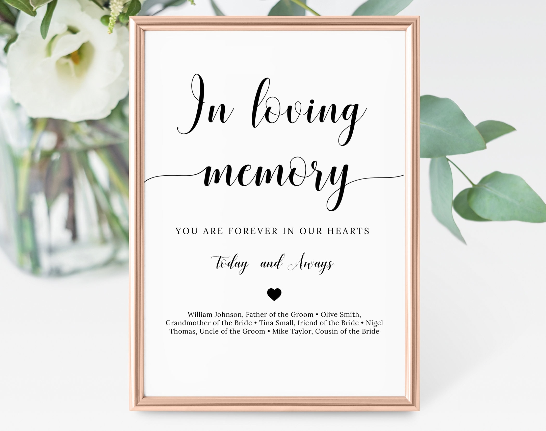 In Loving Memory Sign Template Digital Download Printable Wedding Memorial Signage In Memorium Celebration Of Life Delicate Script DIY Etsy