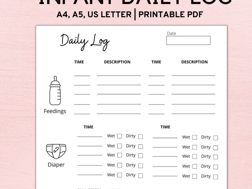 Infant Daily Log Printable Etsy Ireland