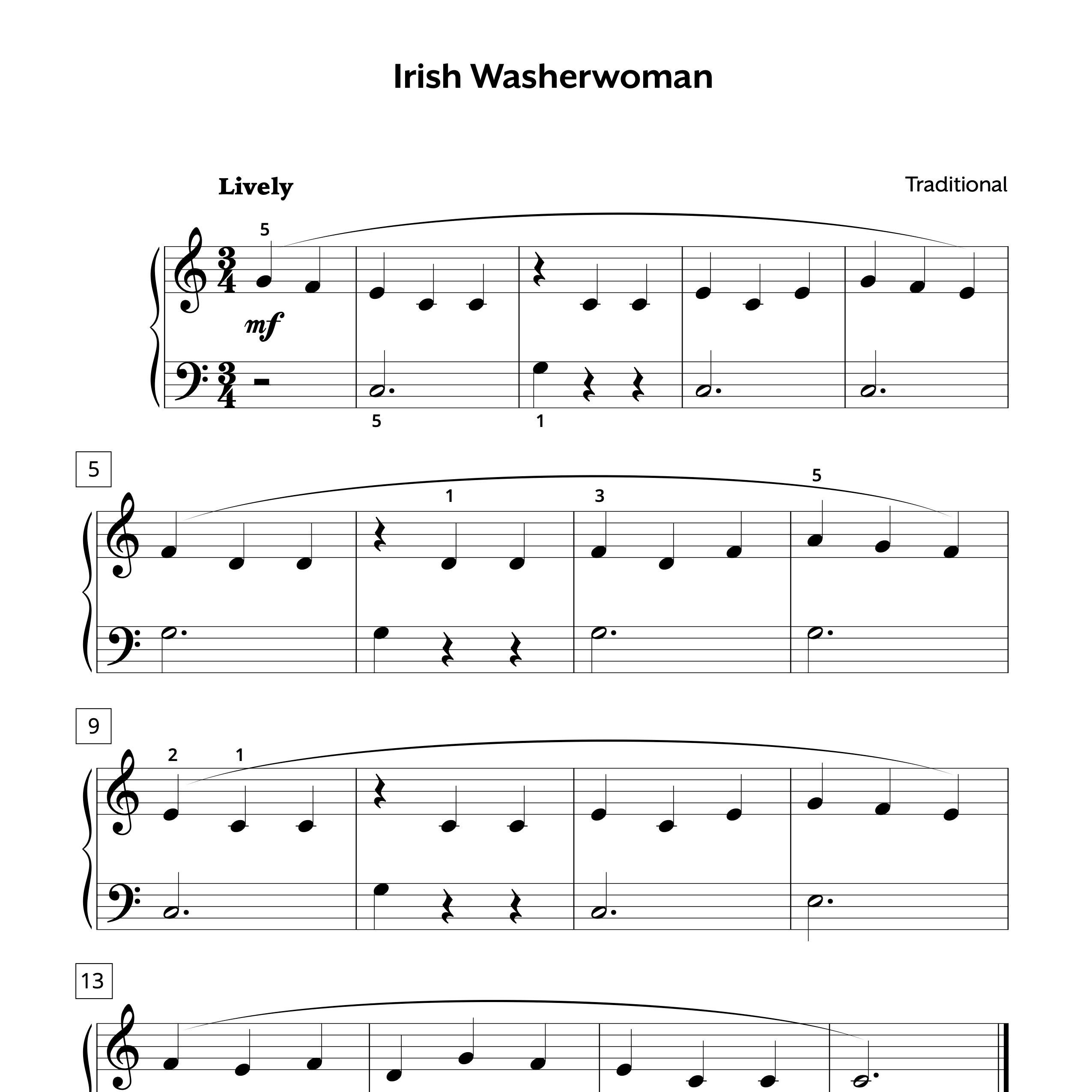 Irish Washerwoman Sheet Music For Piano Free Easy PDF
