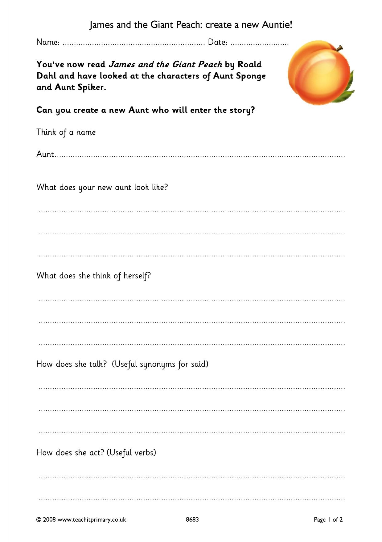 James And The Giant Peach Activity KS2 English Teachit