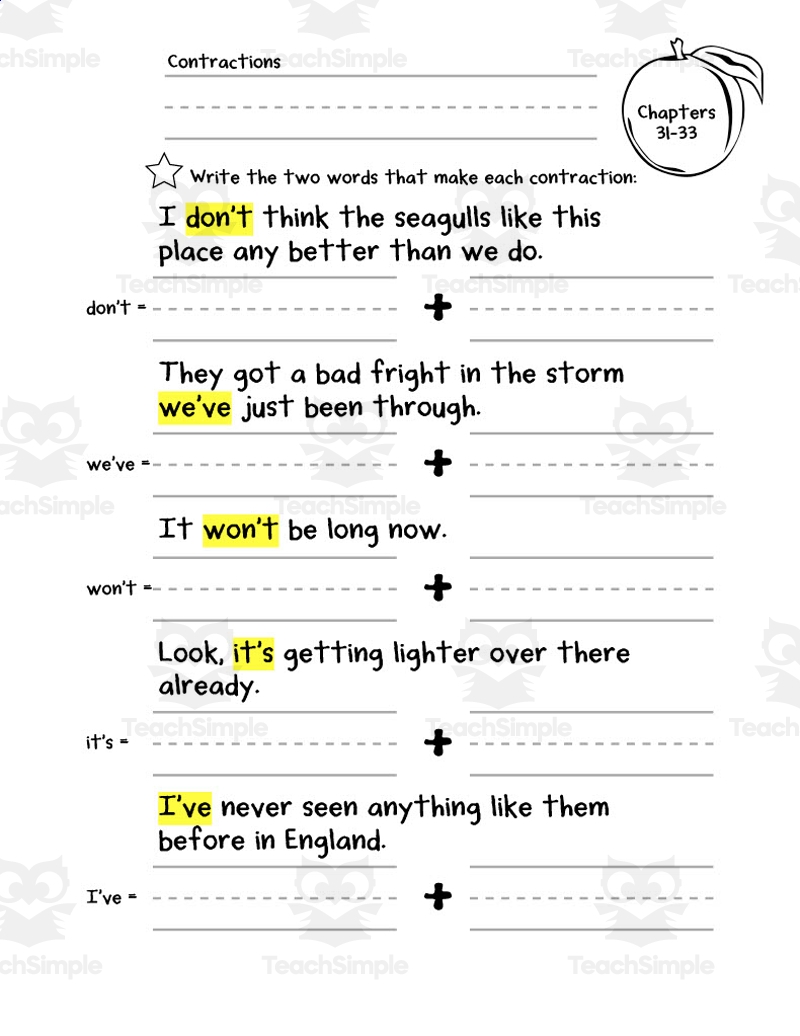 James And The Giant Peach Book Companion Packet For 1st 2nd Grade By Teach Simple
