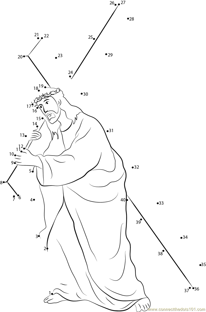 Jesus Carrying Cross Dot To Dot Printable Worksheet Connect The Dots