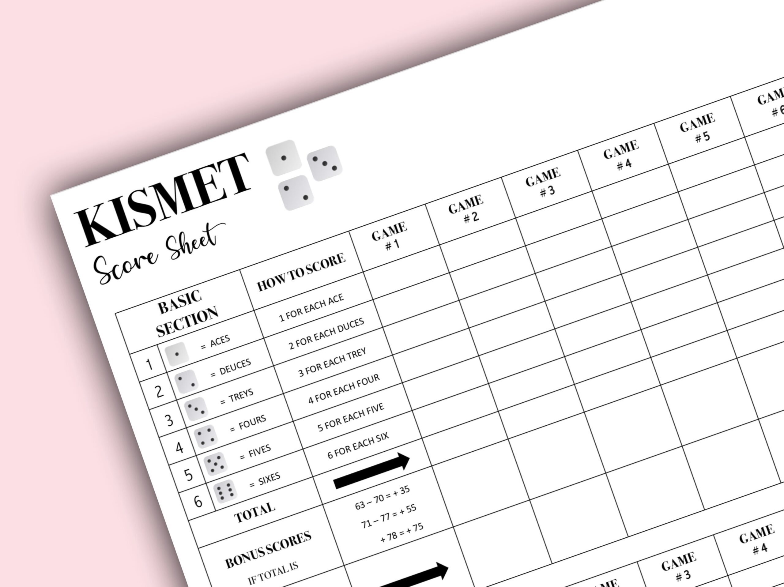 Kismet Score Card Kismet Scoresheet Kismet Score Pads Printable File PDF Download 8 5x11 Etsy
