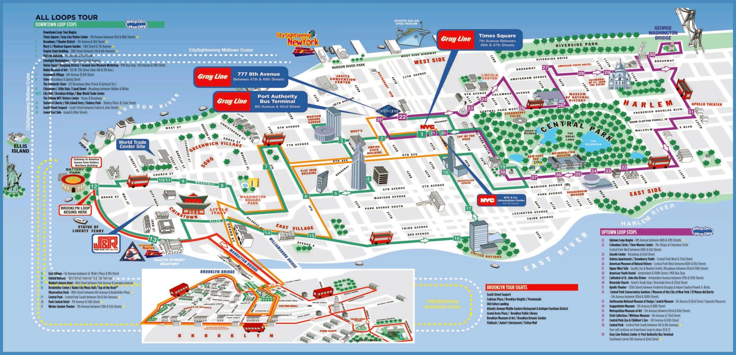 Large Printable Tourist Attractions Map Of Manhattan New York City New York USA United States Of America North America Mapsland Maps Of The World