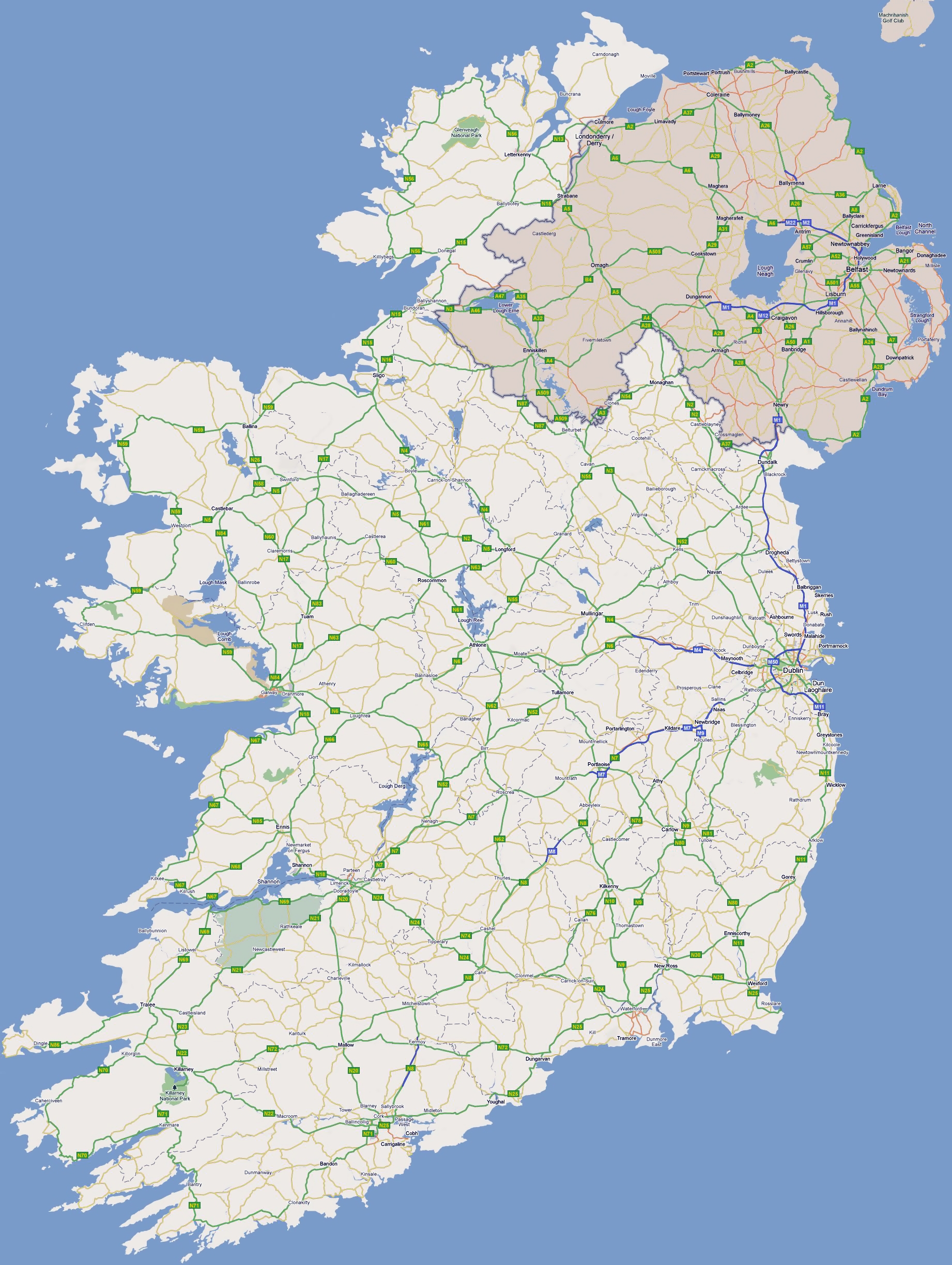 Large Road Map Of Ireland With Cities Ireland Europe Mapsland Maps Of The World