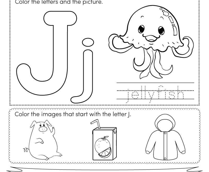 Letter J Coloring Worksheet Free Printable Digital PDF