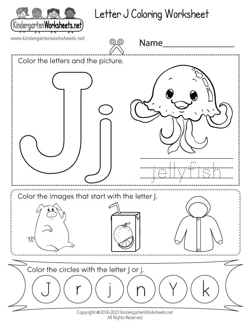 Letter J Coloring Worksheet Free Printable Digital PDF