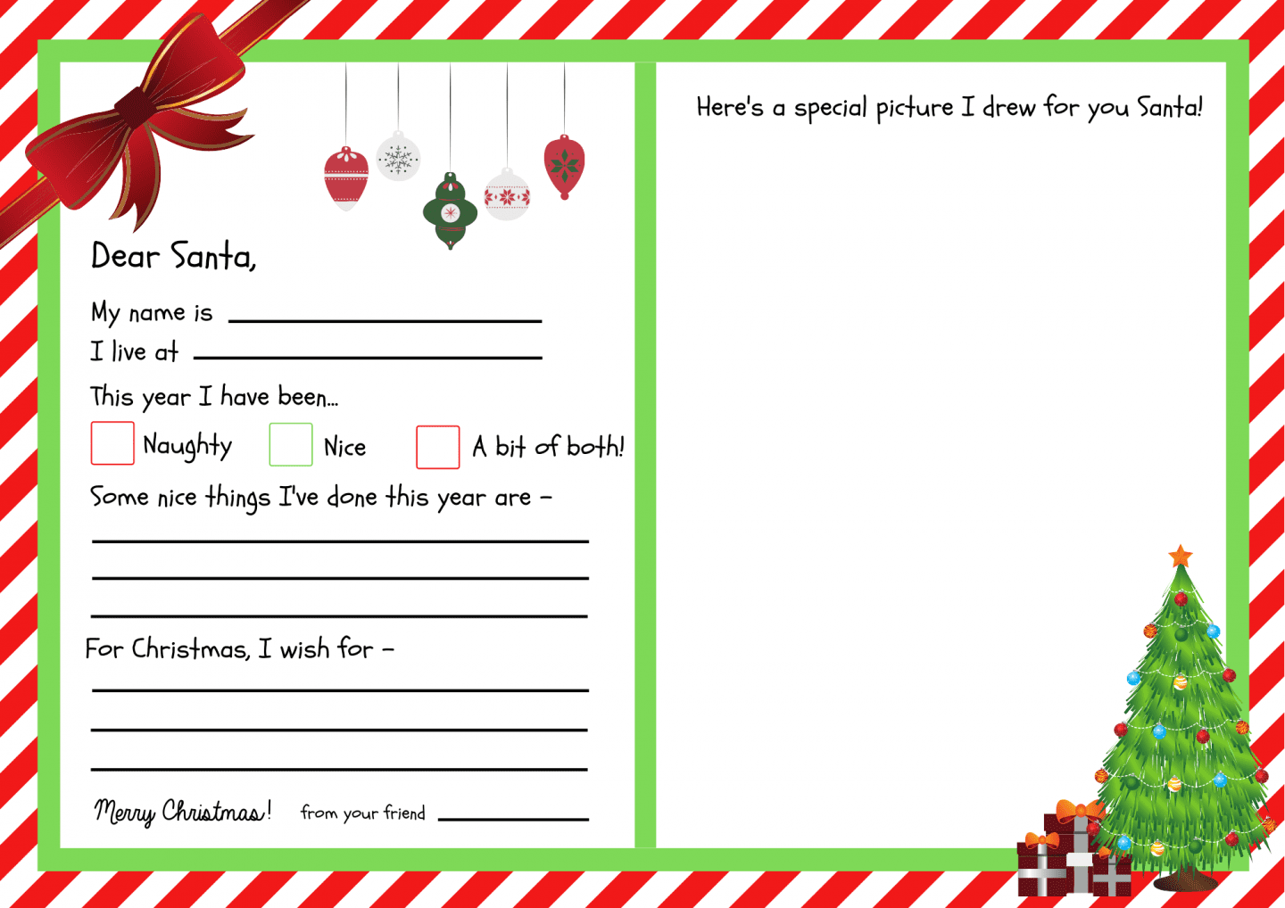 Dear Santa Letter Free Printable