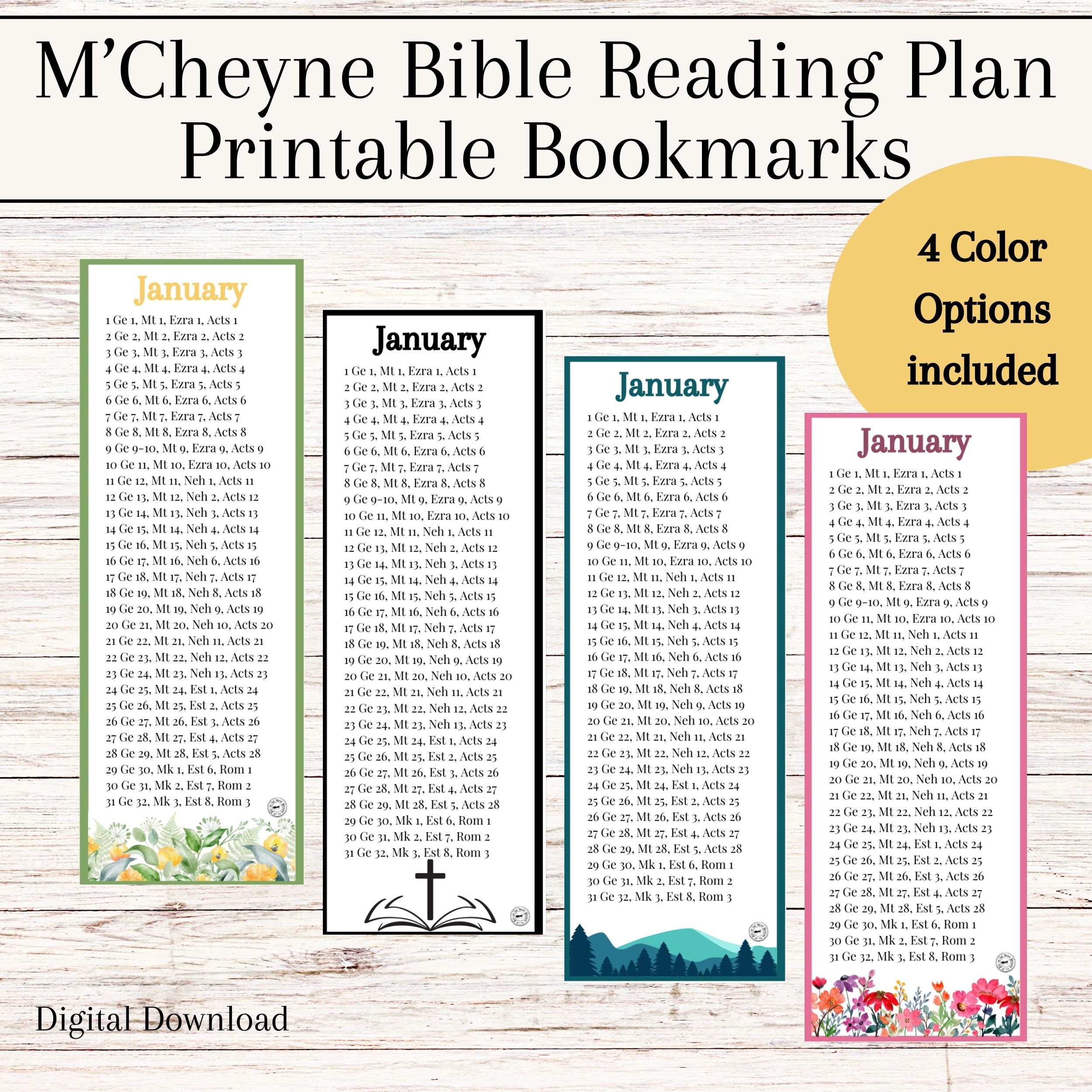M cheyne Bible Reading Bookmarks Printable Bible Reading Plan 2025 Bible Reading Plan Etsy