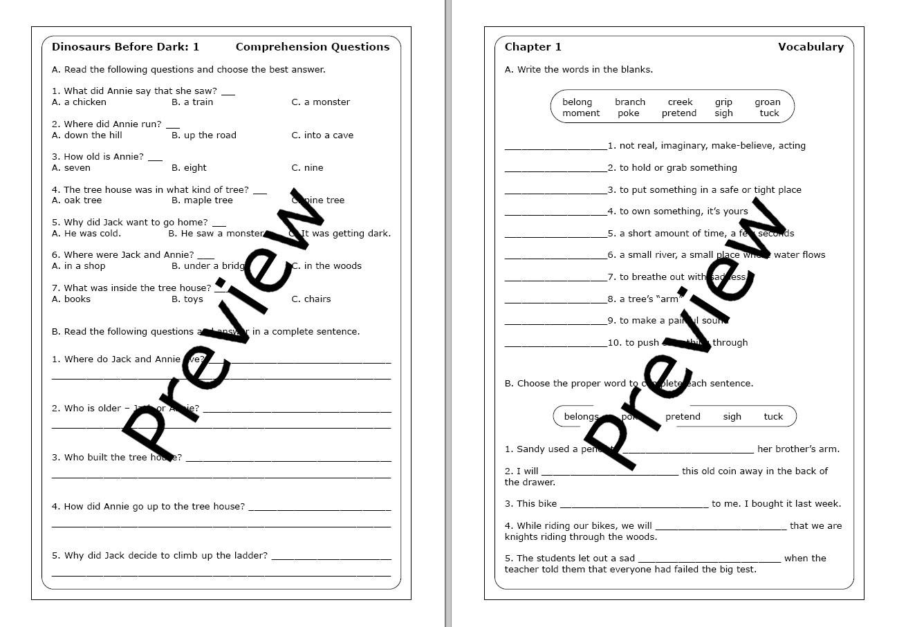 Magic Tree House Dinosaurs Before Dark Worksheets Made By Teachers
