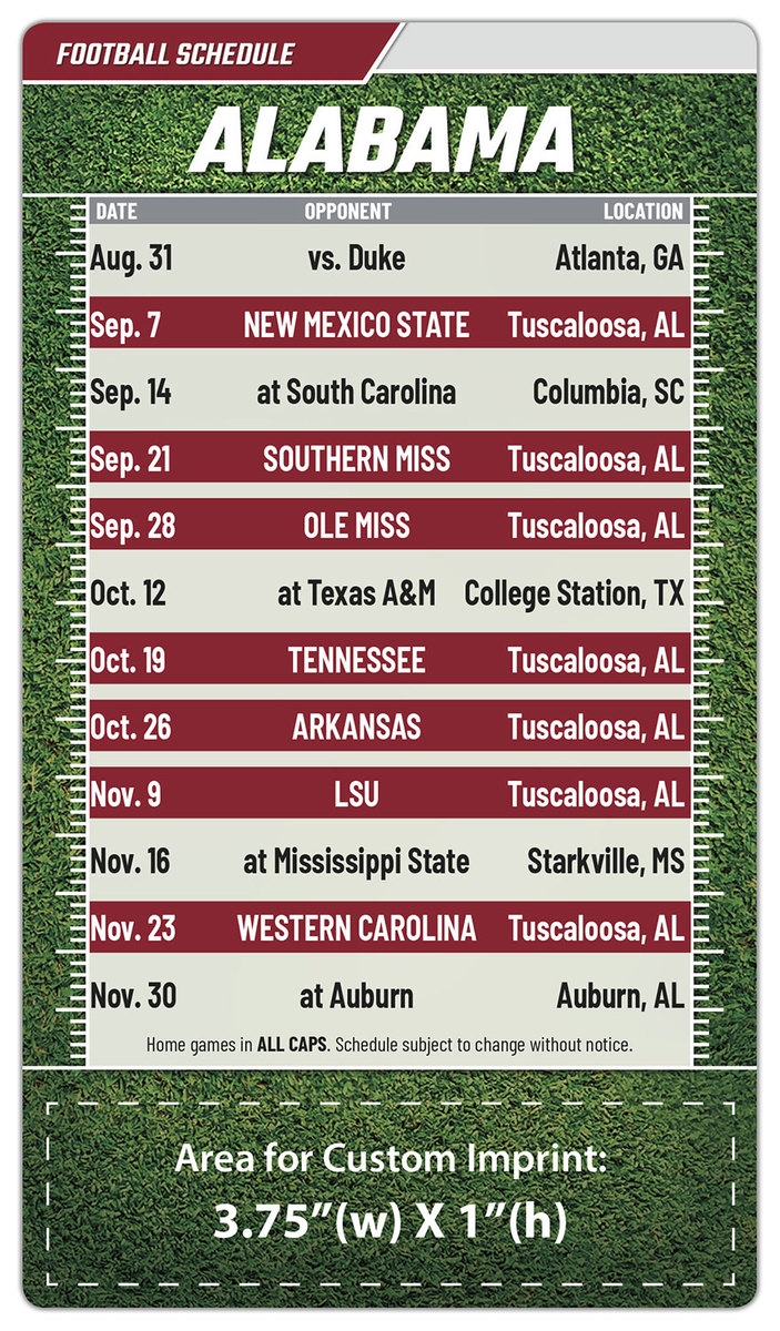 Magnet Football Sport Schedules 4x7 Round Corners AL 8402331125 BigPromotions