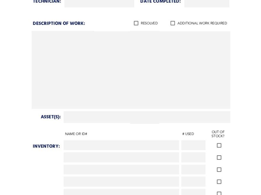 Maintenance Work Order Form Free Printable Template FMX