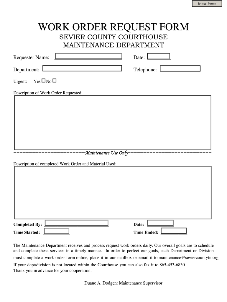 Printable Maintenance Work Order Forms
