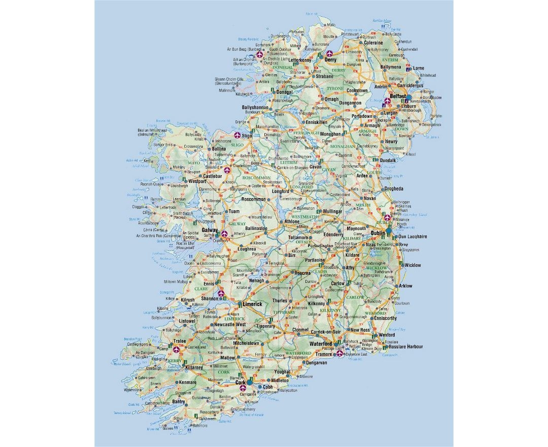 Printable Road Map Of Ireland