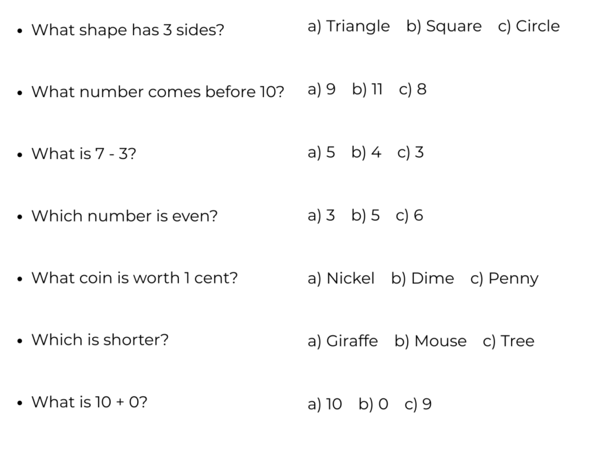 Math Trivia Questions For 1st Graders With Answers Made By Teachers