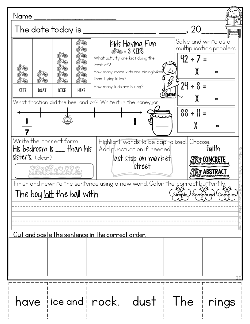 3Rd Grade Morning Work Printable