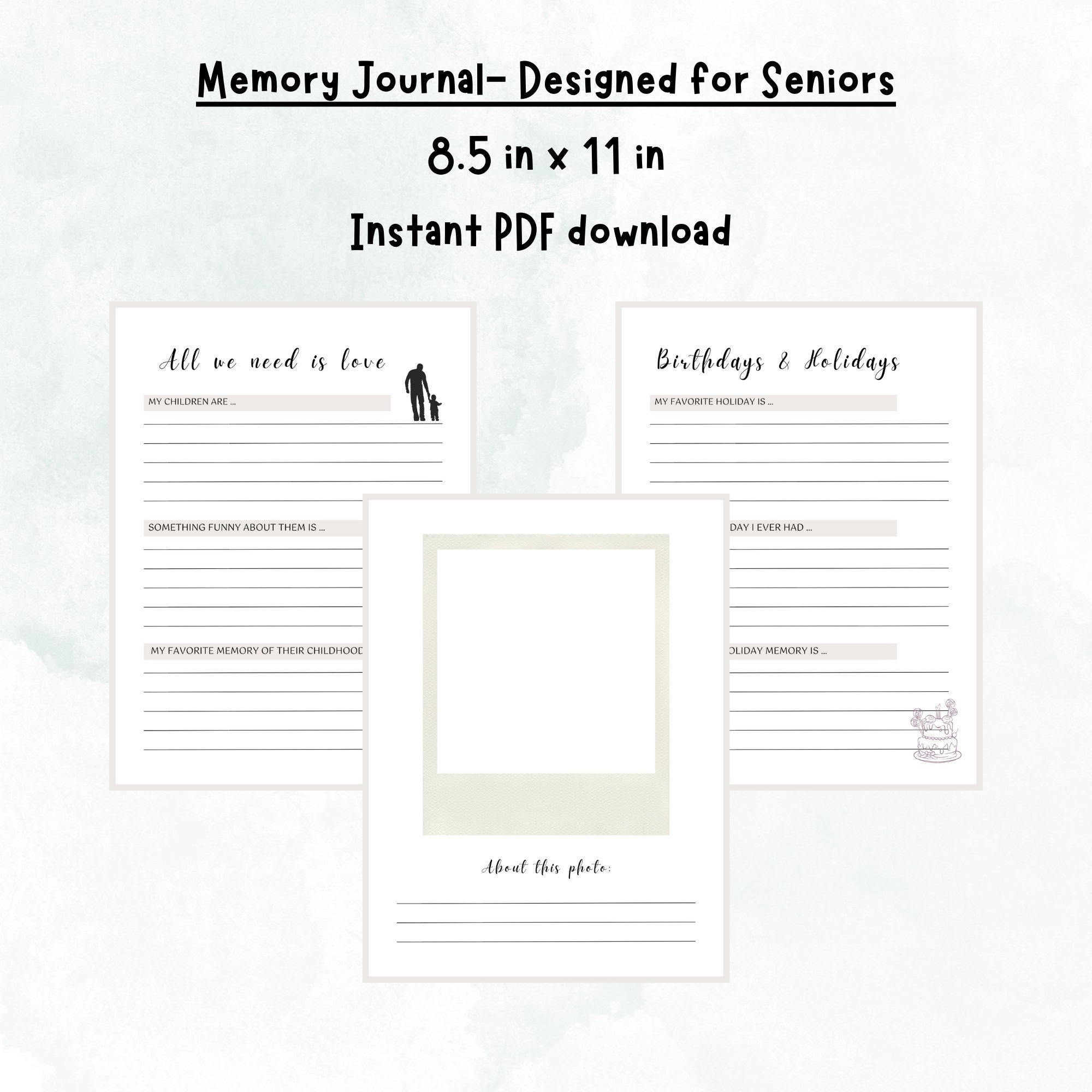 Memory Journal Story Of My Life Personal History Conversation Starter For Seniors Etsy