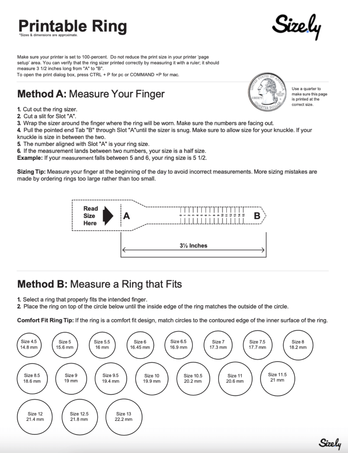Mens Ring Size Chart