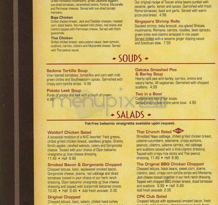 Menu Of California Pizza Kitchen In Arlington VA 22202