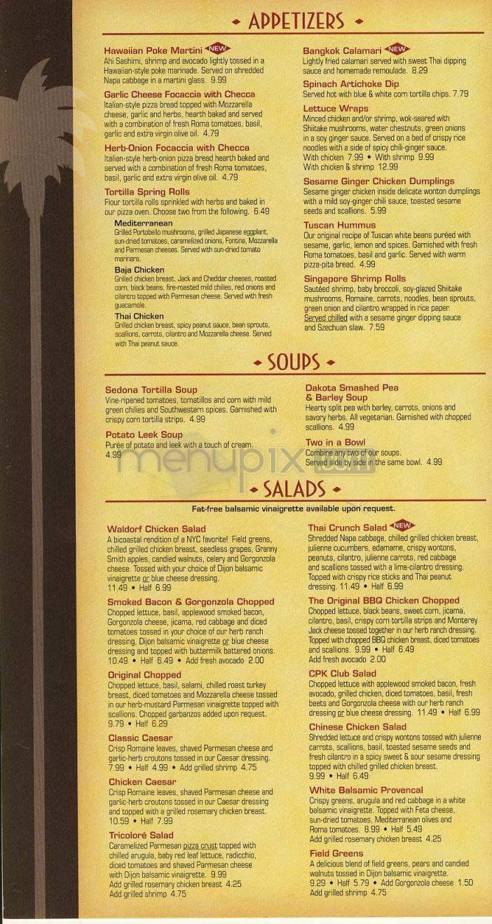 Menu Of California Pizza Kitchen In Arlington VA 22202