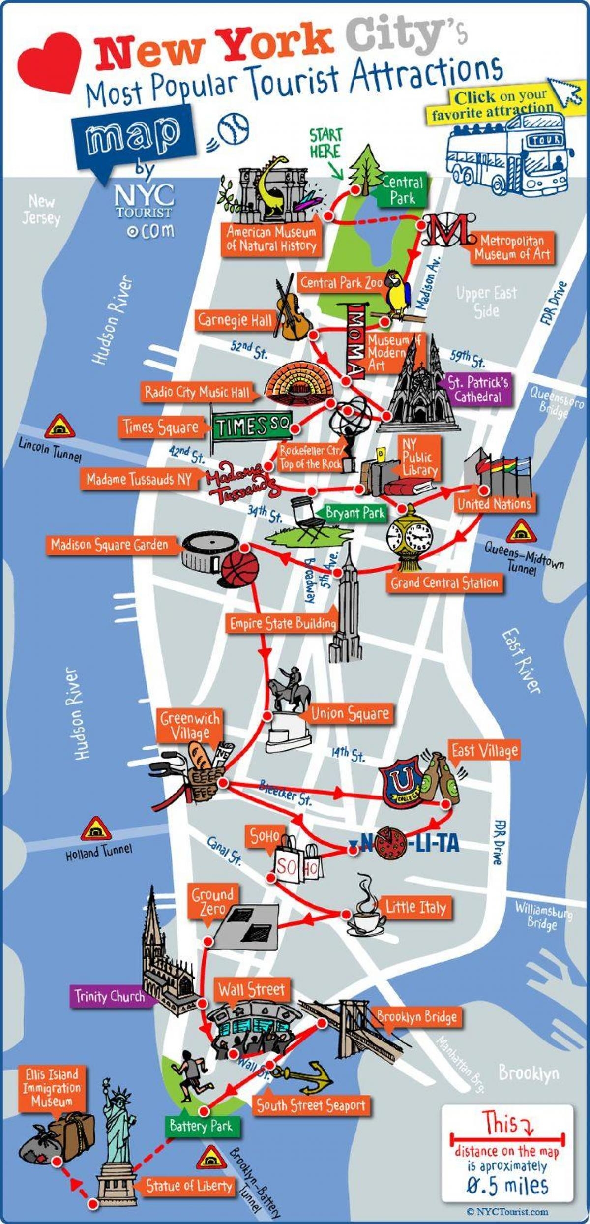 Midtown Manhattan Tourist Map Midtown Manhattan Attractions Map New York USA 