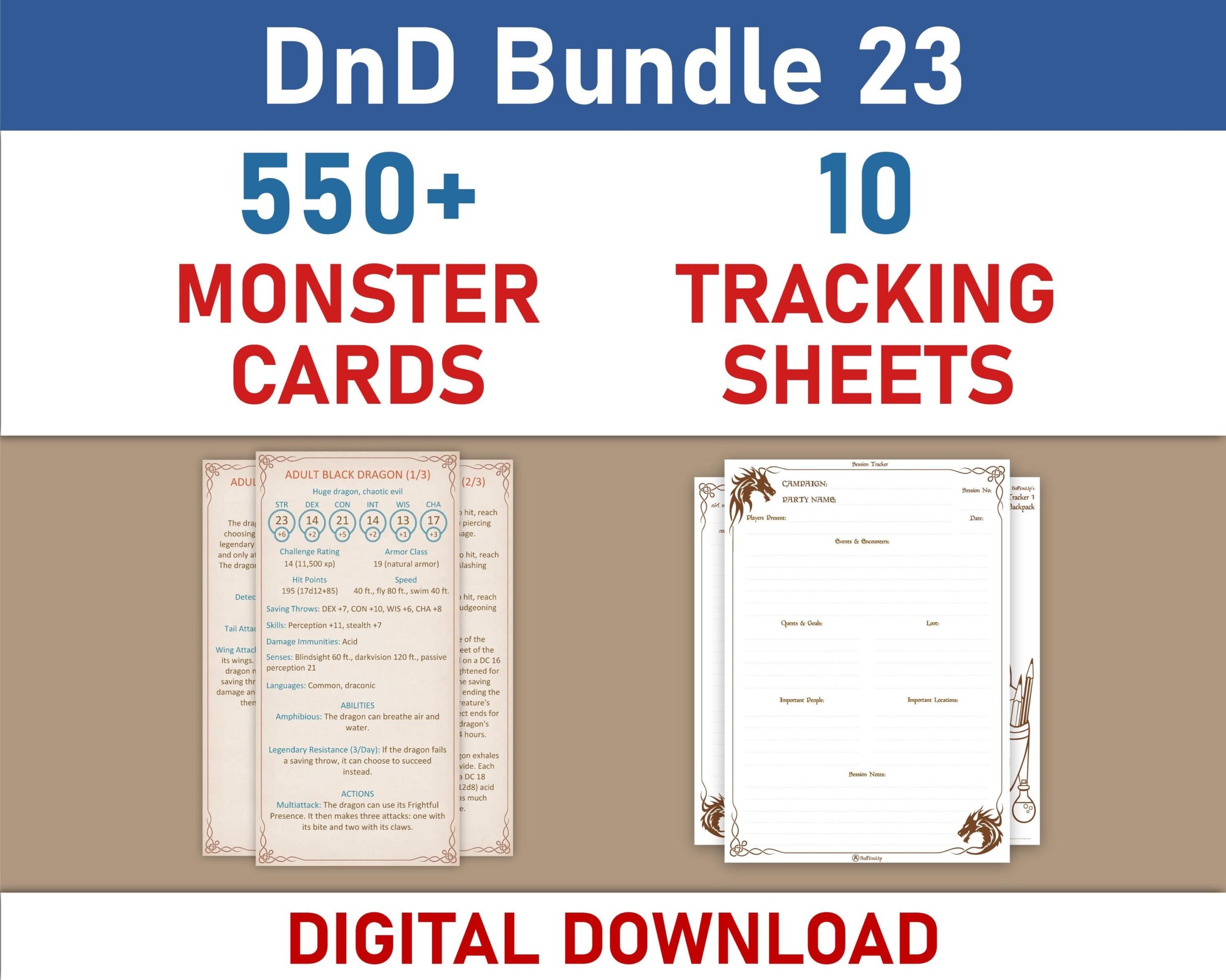 Monster Cards And Tracking Sheets Bundle SRD5 1 
