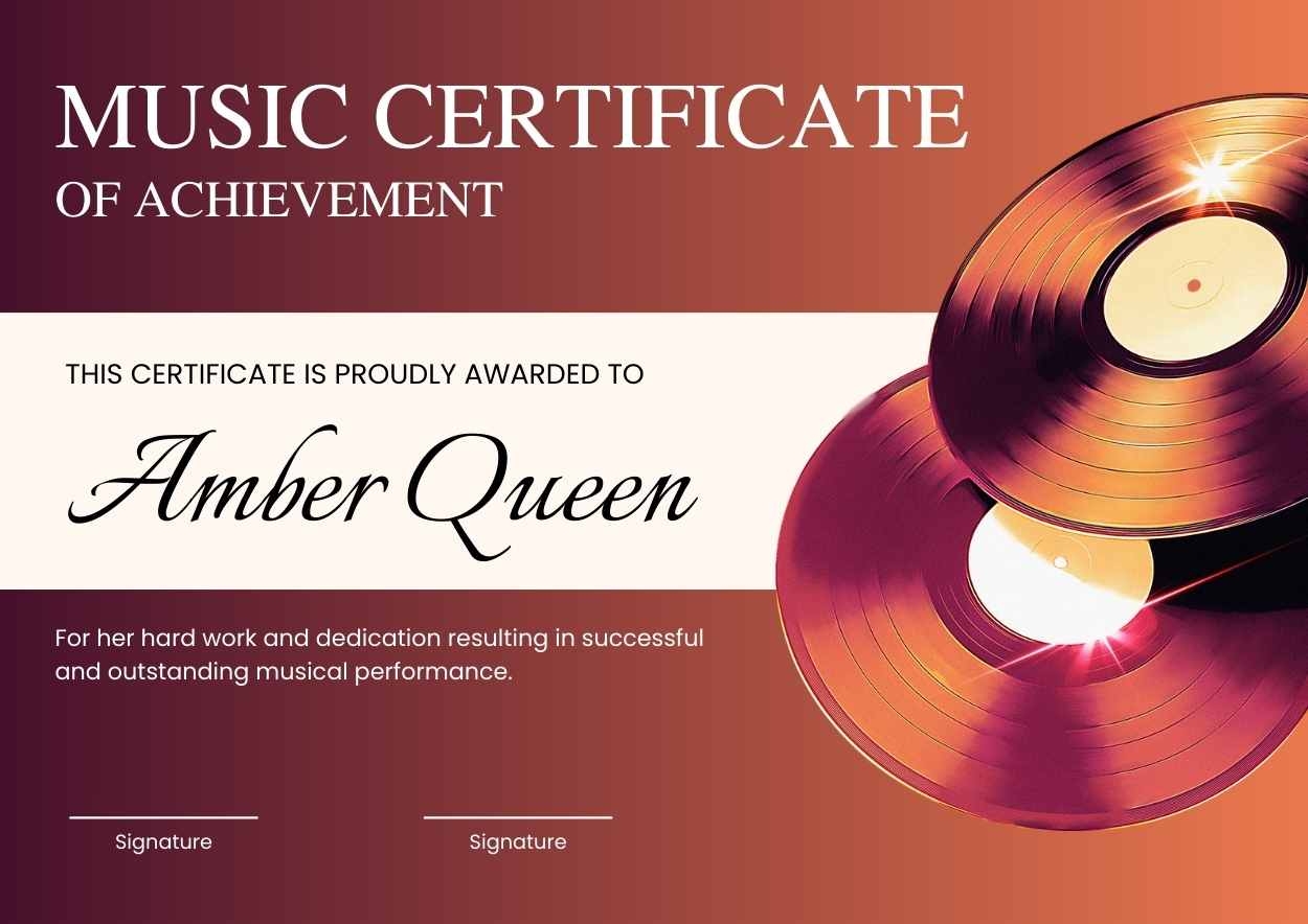 Music Certificate Free Certificate Template SlidesCarnival