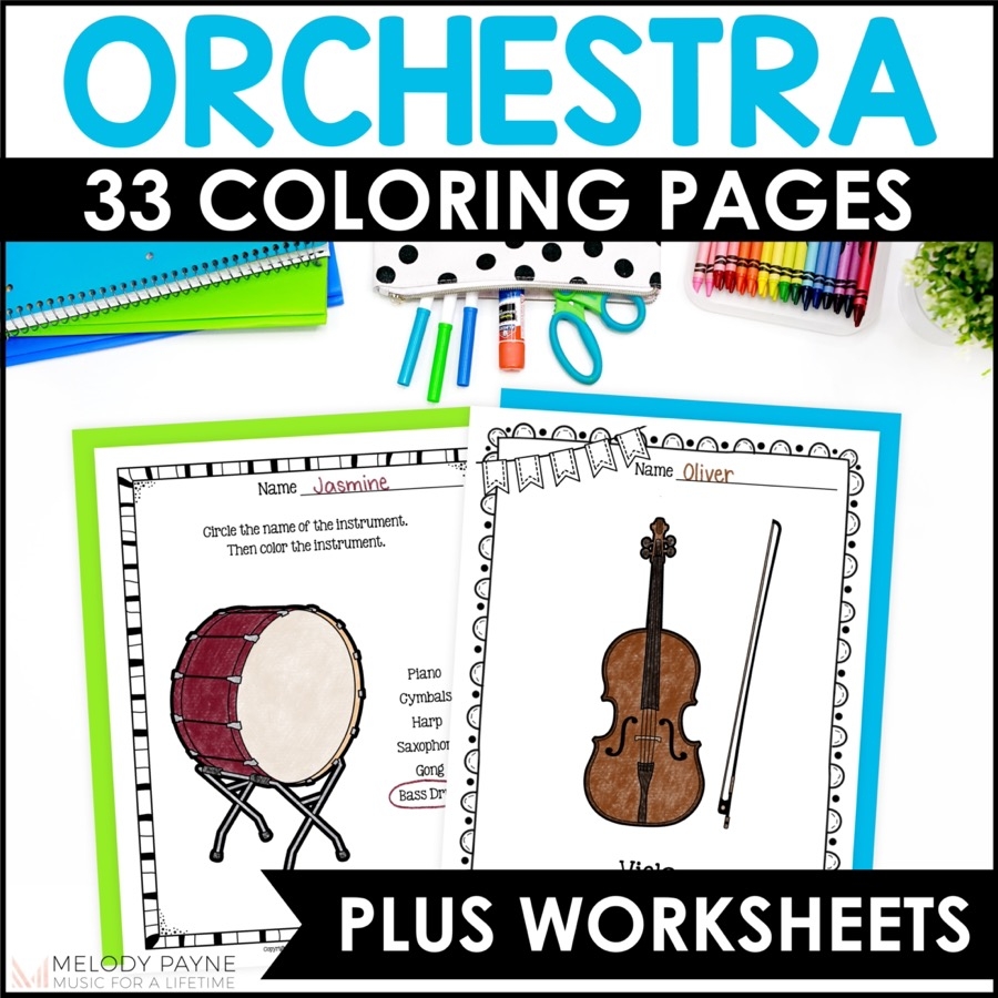 Musical Instruments Of The Orchestra Coloring Pages Easy Music Worksheets Melody Payne Music For A Lifetime