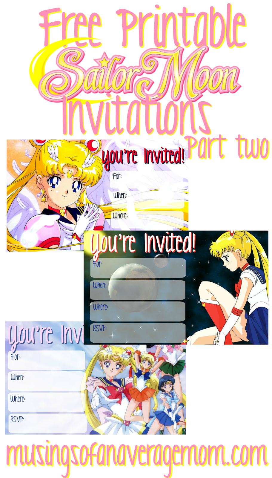 Sailor Moon Party Cards Printables