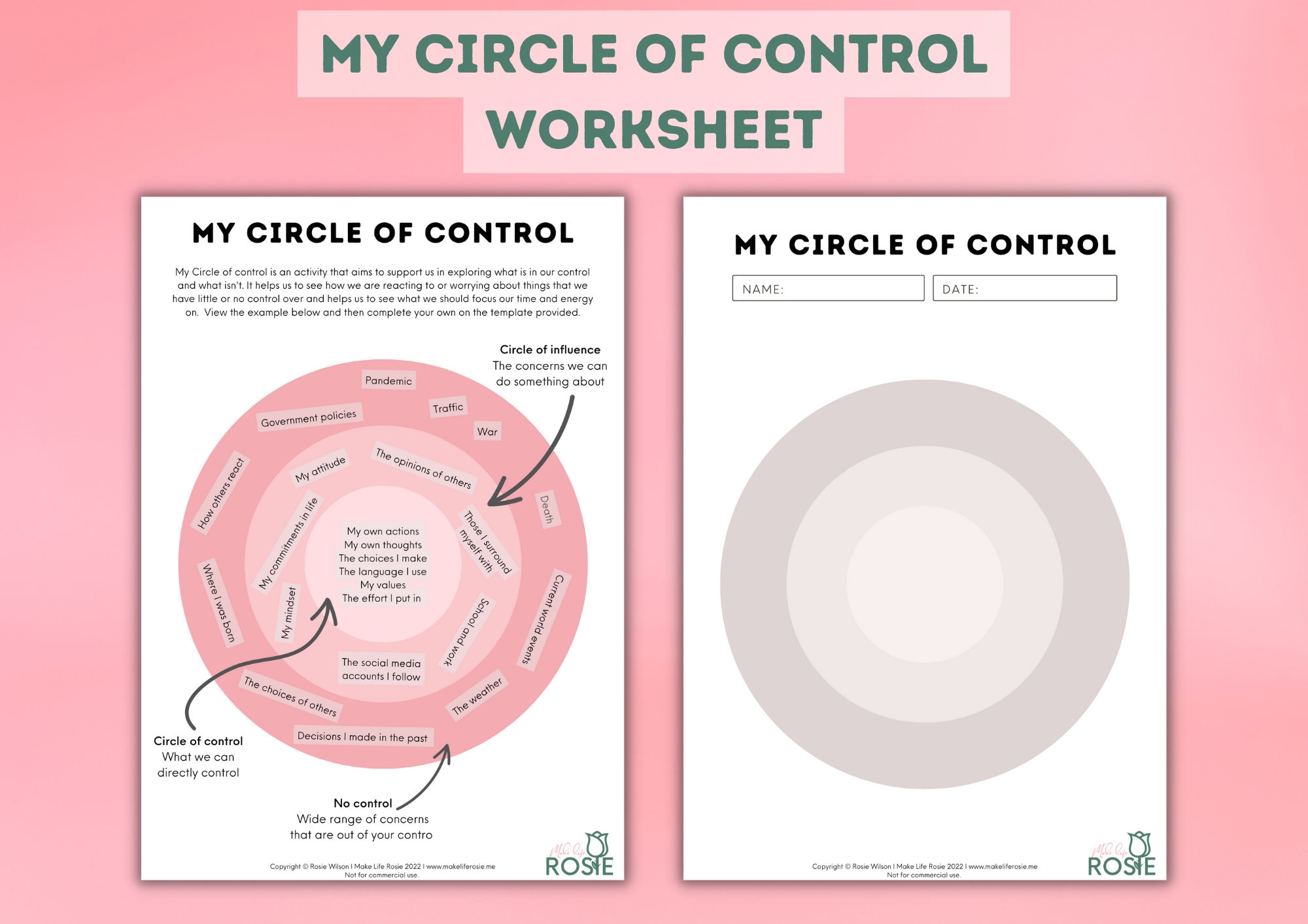 My Circle Of Control Worksheet For Teens Mental Health Printable Worksheets Library