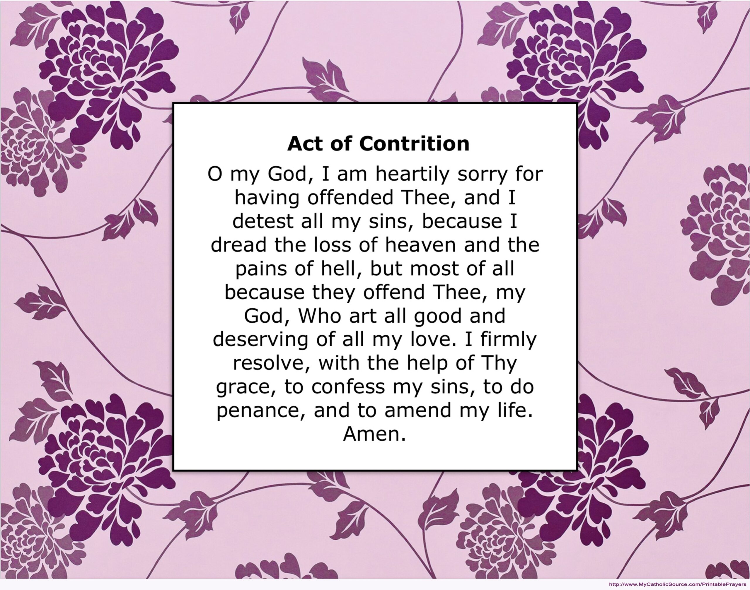 Act Of Contrition Prayer Printable