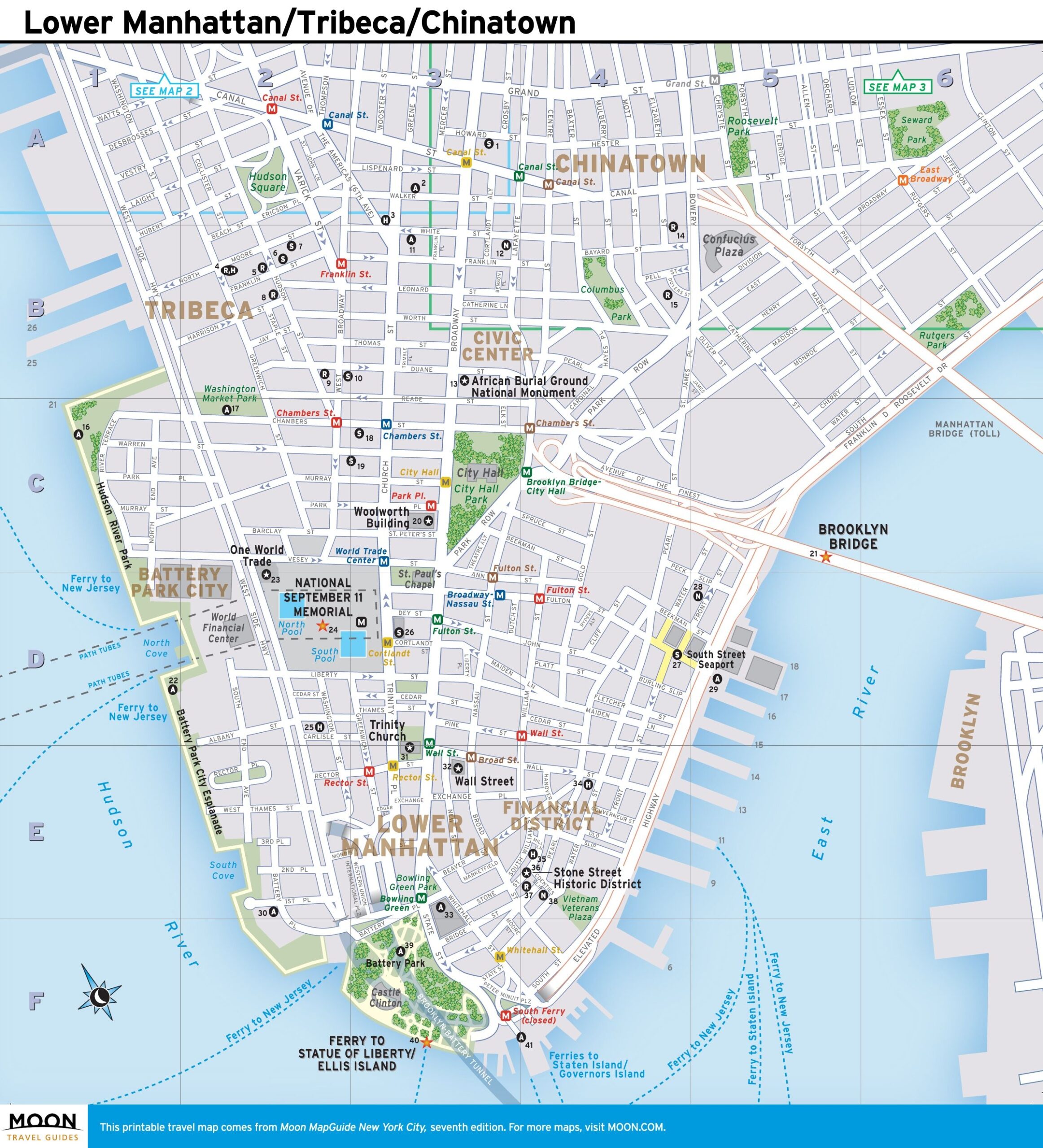 New York City Map Lower Manhattan Tribeca And Chinatown Worksheets Library