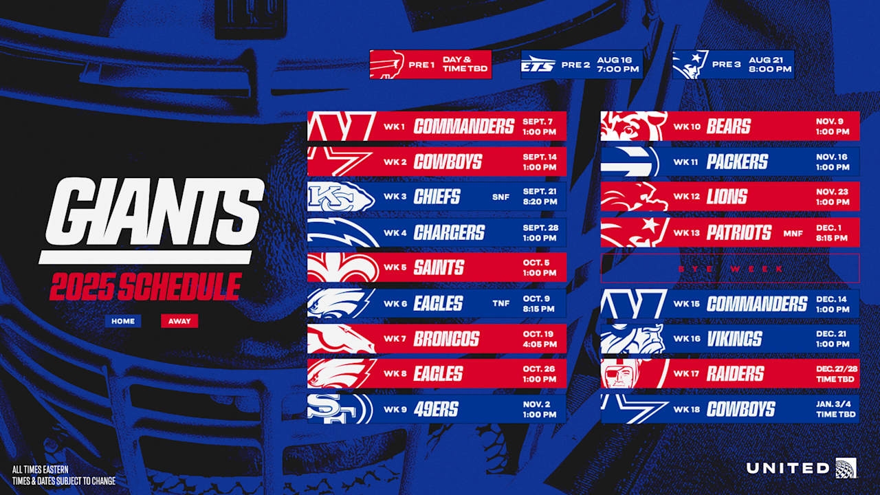 New York Giants Release Official 2025 Schedule