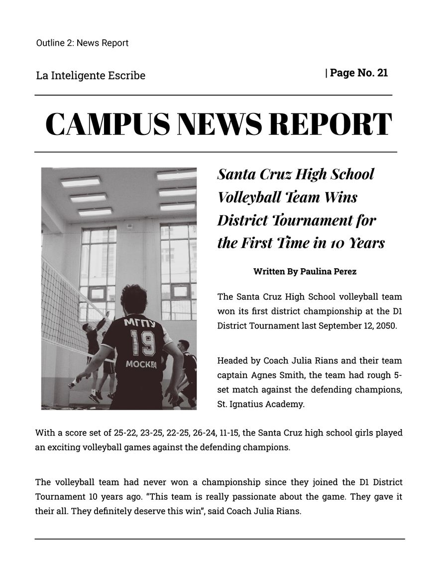 News Report For Students In Word Download Template