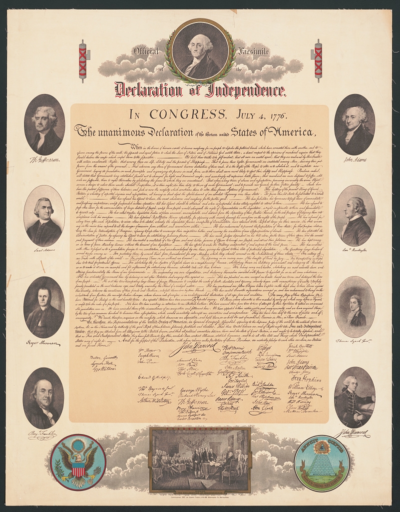 Official Facsimile Of The Declaration Of Independence Library Of Congress