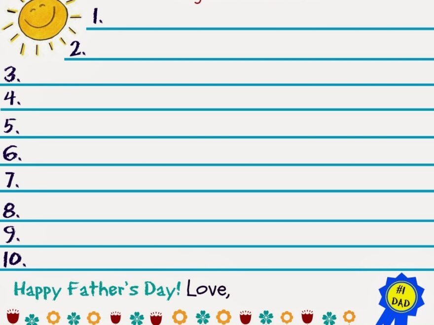 One Savvy Mom NYC Area Mom Blog Free Printable Father s Day Kids Card Writing Prompt